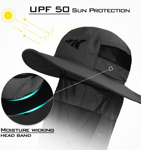 KastKing UPF 50 Fishing Hat, Boonie Hat with Removable Neck Flap Sun Hats for Men