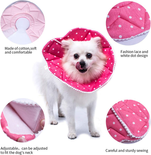 Adjustable Soft Recovery Cat Cone, Dog Protective Collar for Cats and Small Dogs, Pink