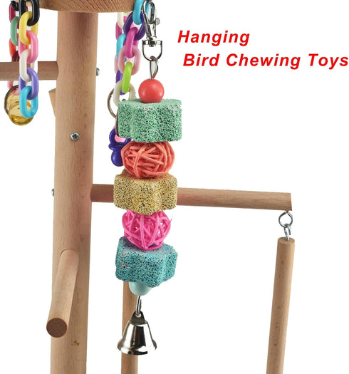 2 Pack Trimmer Chinchilla Parakeets Parrot Chewing Toy, Bird Beak Grinding Stone Lava Calcium Blocks, Hanging Bird Cage