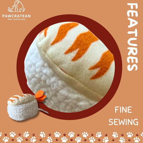 7-Inch Plush Squeaky Toy for Small Dogs - Prawn Sushi Design