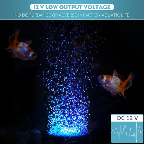 Pawfly 2 Inch Aquarium Air Stone Disc with LED Light, Fine Bubbler Diffuser with Tubing for Fish Tank