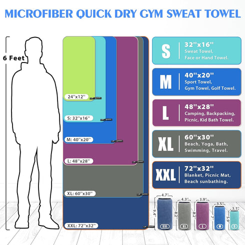 2 Pack Pool,Gym,Hiking,Backpacking,Fitness HOEAAS Microfiber Camping Towels, Quick Dry Towel, Super Absorbent Ultra