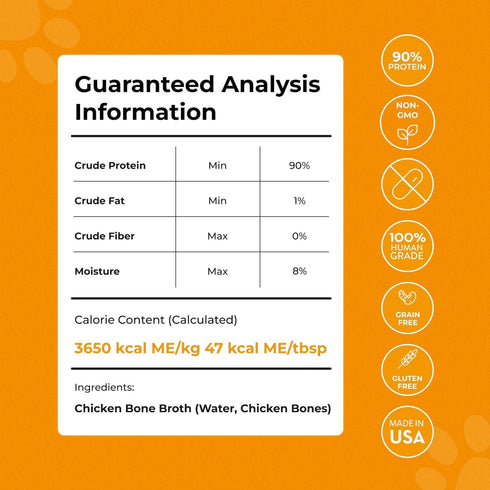 Chicken Bone Broth for Dogs & Cats - Delicious Dog Safe Bone Broth without Onion and Garlic