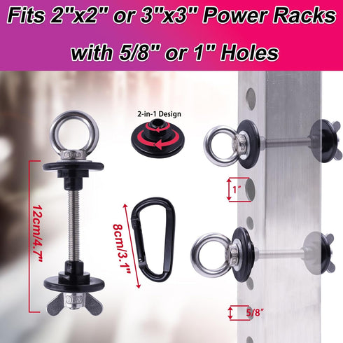 2PCS 2"x2" 3"x3" 5/8" 1" J Bryant Power Rack Attachments for Resistance Bands Heavy Duty Squat Rack Accessories Fits