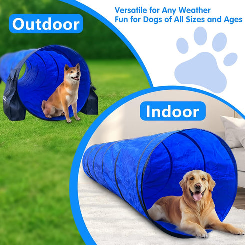 10 2 Pack 4 Dog Agility Training Equipment Tunnel:JOPAVO Foot Agility Tunnel with Sandbags, Carry Bag and Ground