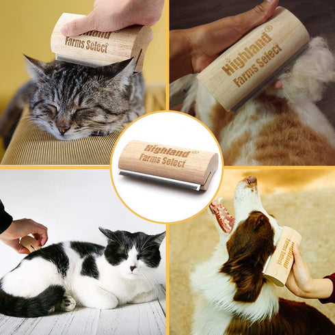 Deshedding Grooming Tool for Dogs, Cats & Horses, Ergonomic Wood Groom Brush, Professional Pet Groomer, 5 Inches