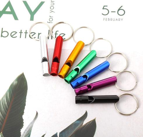 Sumind 49 Pieces Emergency Whistle with Keychain for Outdoor Camping, Hiking, Boating, Fishing - 7 Colors