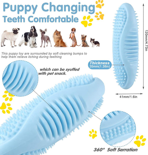Skylety 6 Pieces Puppy Teething Chew Rings Toys - Rubber Bone-shaped Puppy Teething Toy for 2-8 Months