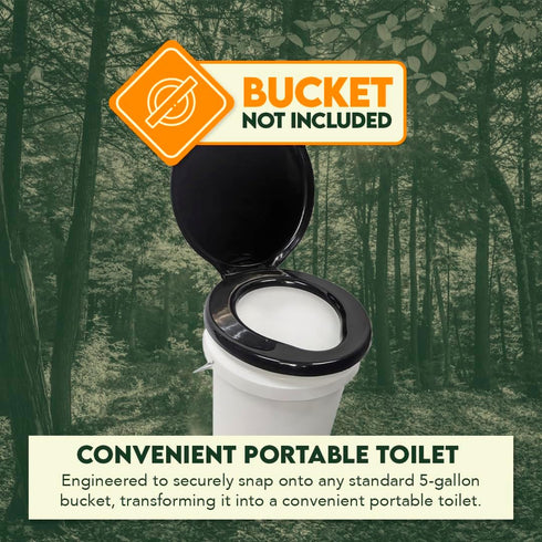 5 SE Portable Black Plastic Toilet Seat Lids, Fits a Gallon Bucket, Great for Camping, Outdoor Activities,