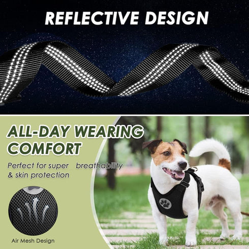 Lukovee Adjustable Dog Seat Belt, Soft Padded & Breathable Mesh Car Harness for Large, Medium & Small Dogs (Black,