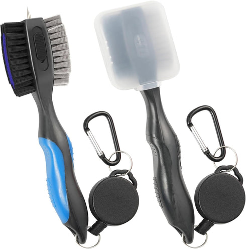 Golf Club Brushes, Cleaning Tool with Retractable Cleaning Nails, Oversize Double Brush Head