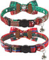 Joytale Upgraded Christmas Cat Collar with Bells, Breakaway Bow Tie, 2 Pack Safety Plaid Kitten Collars