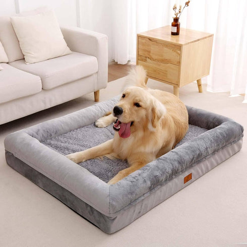 XL Dog Bed - Orthopedic Washable with Removable Cover - Grey Waterproof Extra Large Dog Bed