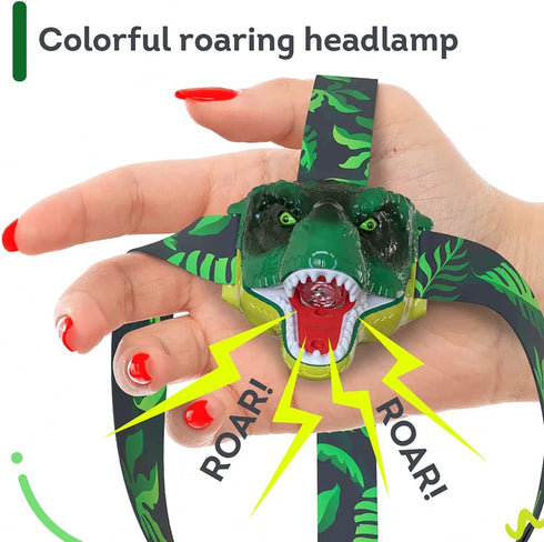 Skywin Dinosaur Headlamps for Kids, Roaring T-Rex LED Flashlights, Essential Camping Gear for Boys and Girls, Ideal Gift