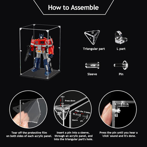 Self Assemble Clear Acrylic Display Case for Collectibles, 10x10x15.7inch (25x25x40 cm) Acrylic Box Alternative