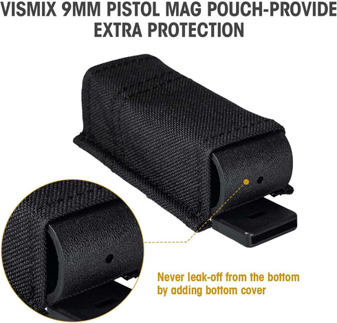 VISMIX Pistol Magazine Pouch, Double 9mm Mag Pouch with Quick Release Kydex Insert, MOLLE Compatible