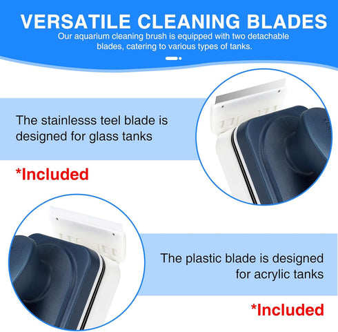 Aquarium Strong Magnetic Glass Cleaner Brush, Fish Tank Algae Magnet with 2 Detachable Scrapers