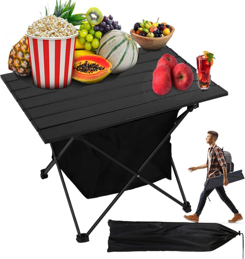 iMounTEK Lightweight Camping Table with Storage, Portable Folding Beach Table with Carry Bag for Travel, Picnic, BBQ (L)