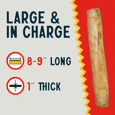 8-9" (25 Pack) Canine Chews Chicken Basted Dog Rawhide Retriever Rolls - USA-Sourced Chicken Basted Dog Chews - Healthy