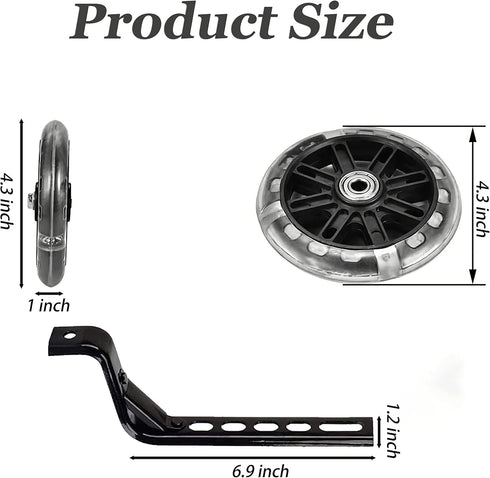 Training Wheels for Children's Bicycle, Flash Mute Wheel Stabiliser Mounted Kit for 12 14 16 18 20 Inch