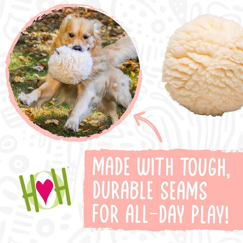8" HuggleHounds Plush Ball Dog Toy - Fuzzy Round Ball Dog Toy with Soft Fleece, Durable Stuffed Plush for Small