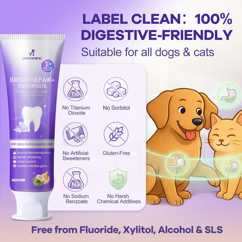 6% 3.52oz nHA Pet Dual-Enzymatic Toothpaste, Sensitive Teeth Care for Dogs & Cats, Remineralizes Enamel & Repairs Early