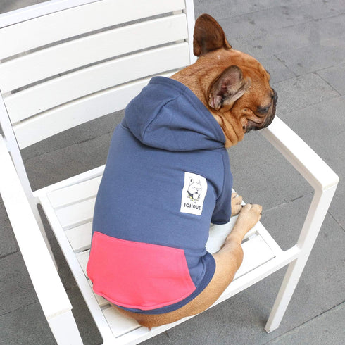 iChoue Navy Pug Clothes Hoodies for Dogs Puppy French Bulldog Frenchie English Boston Terrier Cold Weather