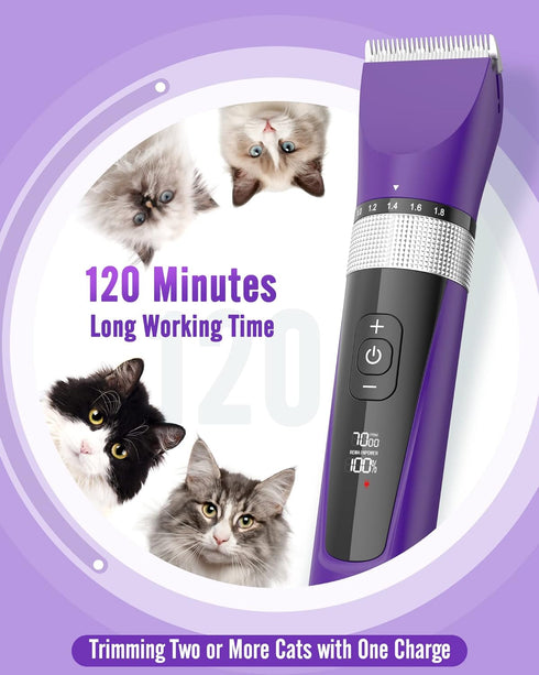 5-Speed 6-in-1 Trimmer oneisall Cat Clippers for Matted Hair, Low Noise Cat Grooming Kit with Adjustable Blade
