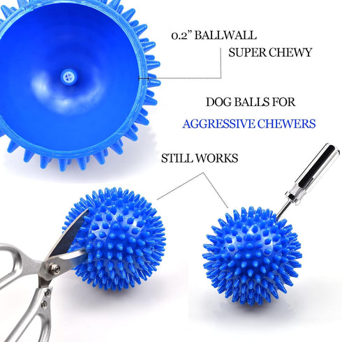 Dog Balls 4.5” Squeaky Toys, Spikey Dog Ball for Aggressive Chewers, Heavy Duty Teething Balls for Large Medium Dogs (4