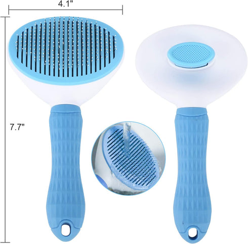 Depets Self Cleaning Slicker Brush, Dog Cat Bunny Pet Grooming Shedding Brush for Long or Short Hair