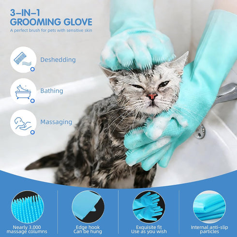 Generic 8PCS Pets(8, Aglads Cat Rabbit Bunny Dog Grooming Kit,Self-Cleaning Brush,Nail Clipper,Grooming Glove,Massage