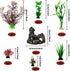 Fish Tank Decorations Plants with Resin Cave Rock View, 9pcs Plastic Aquarium Accessories, Fish Cave and Hideout