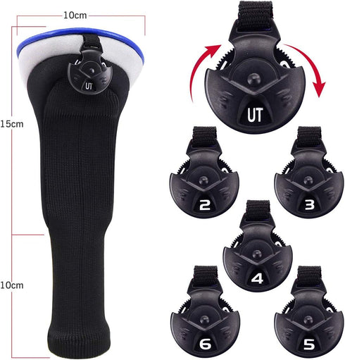 Golf Club Sock Long Neck Mesh Hybrid Putter Headcover with Interchangeable No. Tag