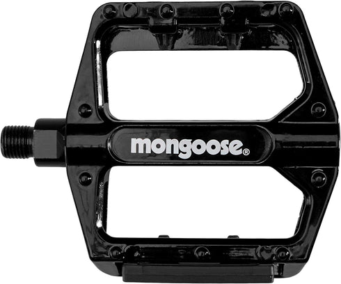 Mongoose Bike Pedals for Adult Mountain Bikes - Lightweight Alloy Wide Platform with 1/2" and 9/16" Adapters
