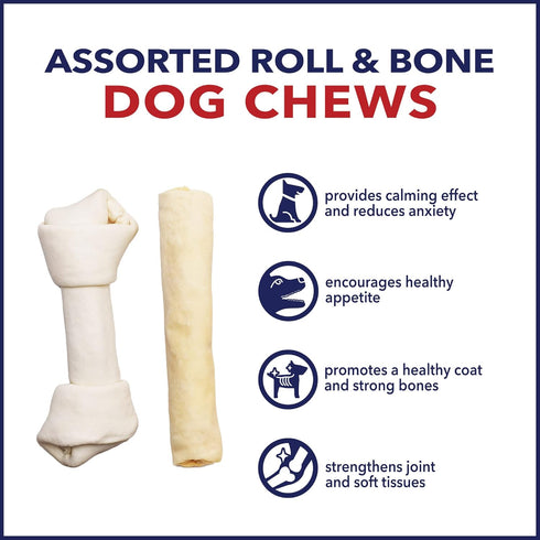 Pet Factory 100% Made in USA Beefhide Dog Chew Treats, 8-9" Assorted, 6 Count