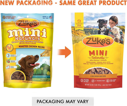 (2 Pack) Zuke Mini Naturals Dog Treats Chicken Flavor 16 oz (1 Lb) with 10ct Pet Wipes