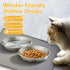 5.9'' Wide Whisker Friendly Cat Bowl, 304 Stainless Steel Cats Bowls Set, 2 Pcs Shallow Metal Water Bowl, Indoor Kitten Small Animals Feeding Wet & Dry Food Dish to Prevent Whisker Fatigue