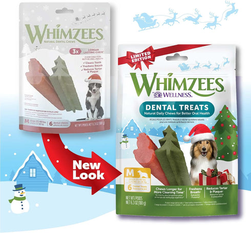 Whimzees by Wellness Natural Grain Free Dental Chews for Dogs, Medium Breed, 6 count