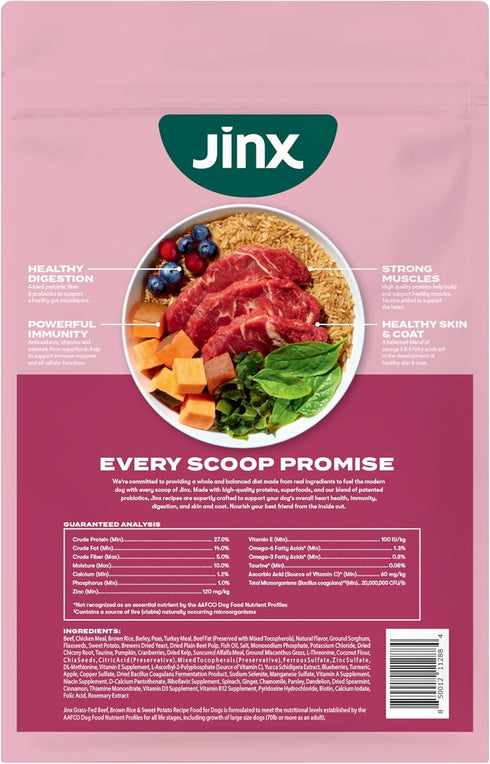 Immune 11.5lb Jinx Premium Dry Dog Food, for All Lifestages - Real Beef, Brown Rice & Sweet Potato Kibble