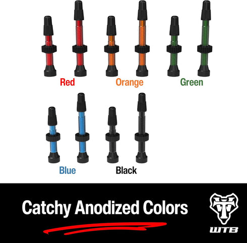 WTB Aluminum Tubeless Presta Bicycle Valve (2 Pieces, 46mm, Orange)
