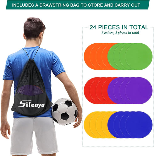 SIFENYU 4Inch 9 Inch 12/18/24/36 Poly Spot Markers for Gym Floor Poly Spots, Pcs Round Non-Slip Rubber Floor Dots