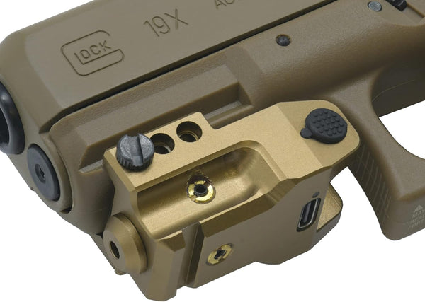 HiLight SS10B Blue Laser Tactical Sight for Pistols, Low Profile Military Grade Anodized Aluminum Body TAN, Micro USB