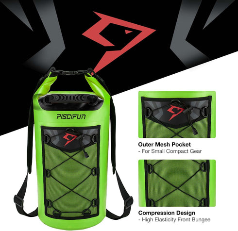 Piscifun Waterproof Floating Dry Bag, 5L/10L/20L/30L/40L with Phone Case for Boating