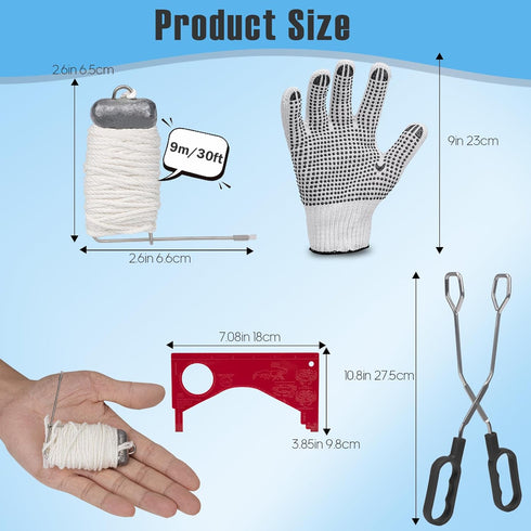 9 Pack 30FT/9.14M QualyQualy Crab Throw Line Length Weighted Crab Trap Line Kit with Tong, Measuring Tool and Gloves