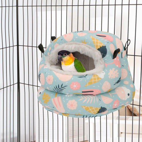 Bird Nest House, Winter Warm Hanging Hammock Snuggle Hut for Parakeets, Budgies, Cockatiels, Quaker Parrots (Small,