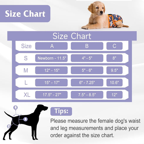 4 Pack Reusable Female Dog Diaper, Highly Absorbent Doggie Diapers for Female Dogs, Dog Diaper X-Large, Flowers & Dogs