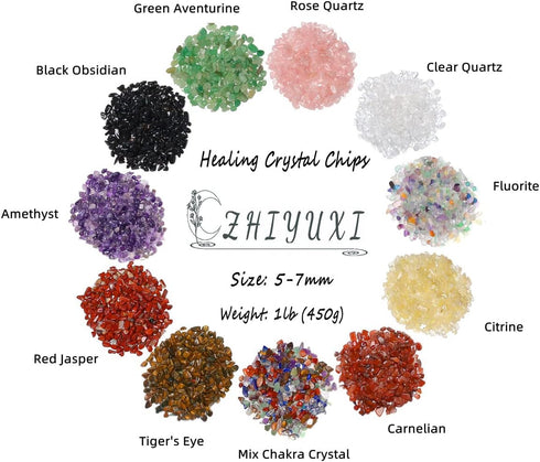 1 lb Fluorite Crystal Chips, Bulk Fish Tank Decorations, Aquarium Rocks Gravel, Stones for Candle Making, Witch Kit,