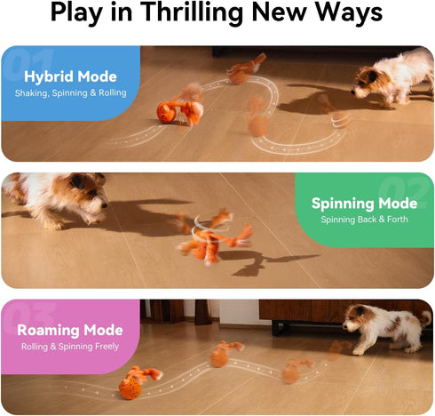 Cheerble Smart Interactive Dog Toy, Wicked Ball Rolly, Automatic Moving, Bouncing, Rotating, E-TPU Material, with Rope