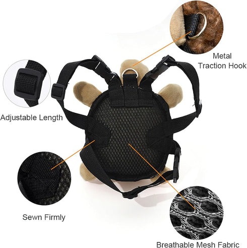 Yellow Dog Backpack Harness - Adjustable Puppy Self Carrier Bag with D-Ring for Camping, Hiking, and Daily Walking
