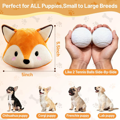 Interactive Fox Puppy Toy for Anxiety & Boredom Relief - Automatic Self-Moving, Bouncing & Vibrating with Sound